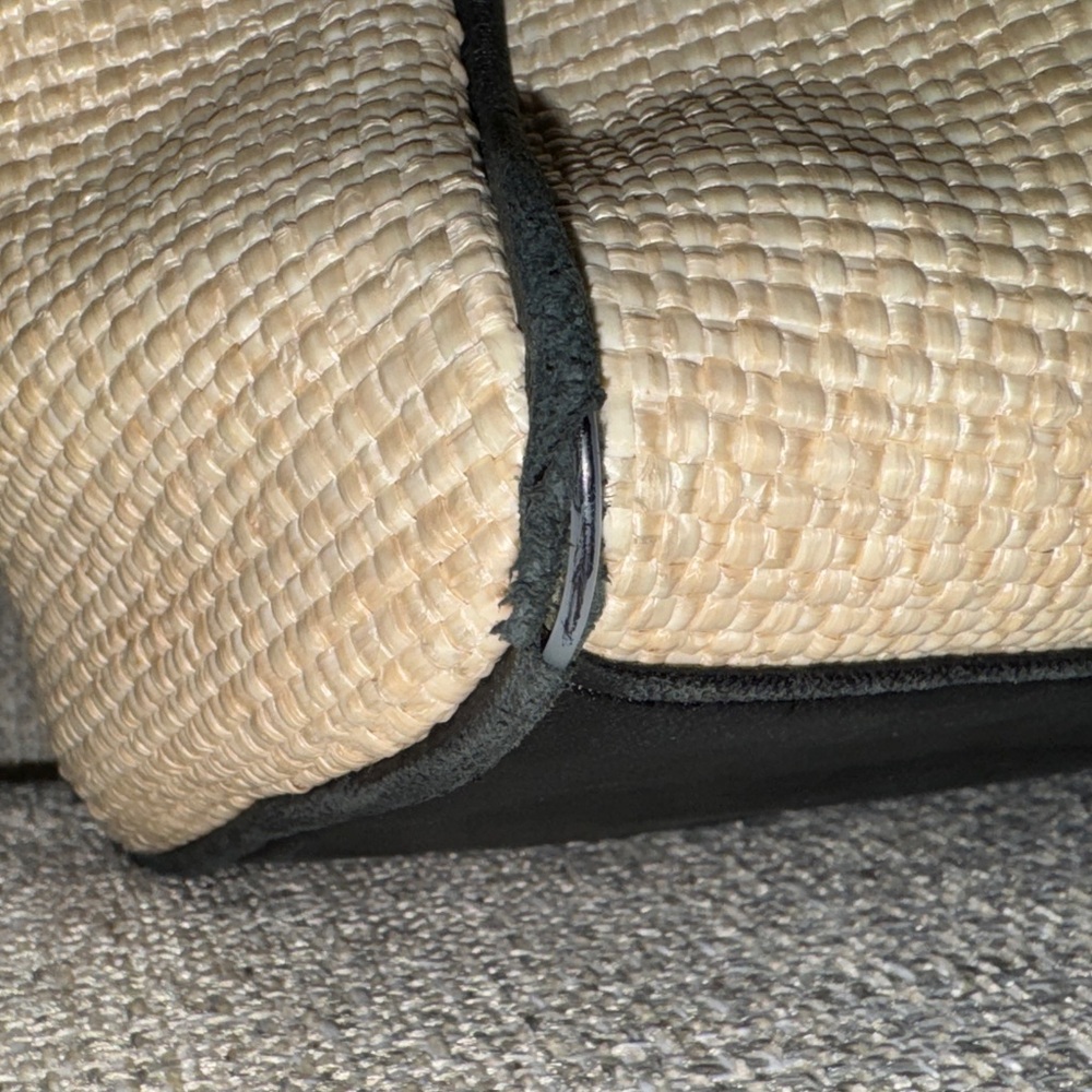 Tory Burch Fleming Raffia Black & Beige Tote - Picture 7 of 12